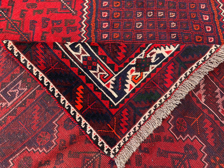 10'4 x 7'2 Handgeknoopt Perzisch wollen vloerkleed - Rood geometrisch tribaal medaillonontwerp - KBHM-1012