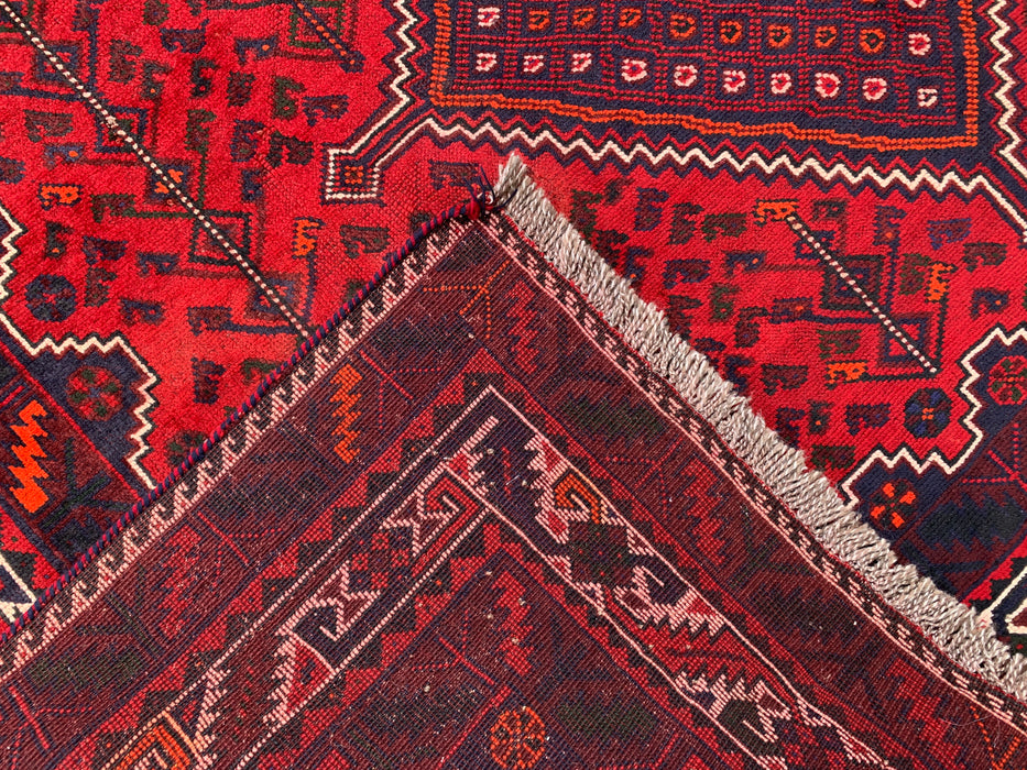10'4 x 7'2 Handgeknoopt Perzisch wollen vloerkleed - Rood geometrisch tribaal medaillonontwerp - KBHM-1012