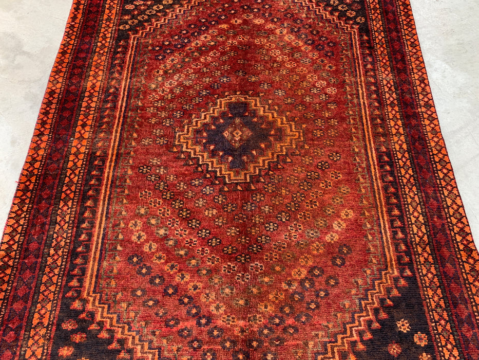 221 x 155 cm handgeknoopt Perzisch wollen tapijt - Vervaagd roestkleurig tribaal medaillonmotief - KBHM-1013