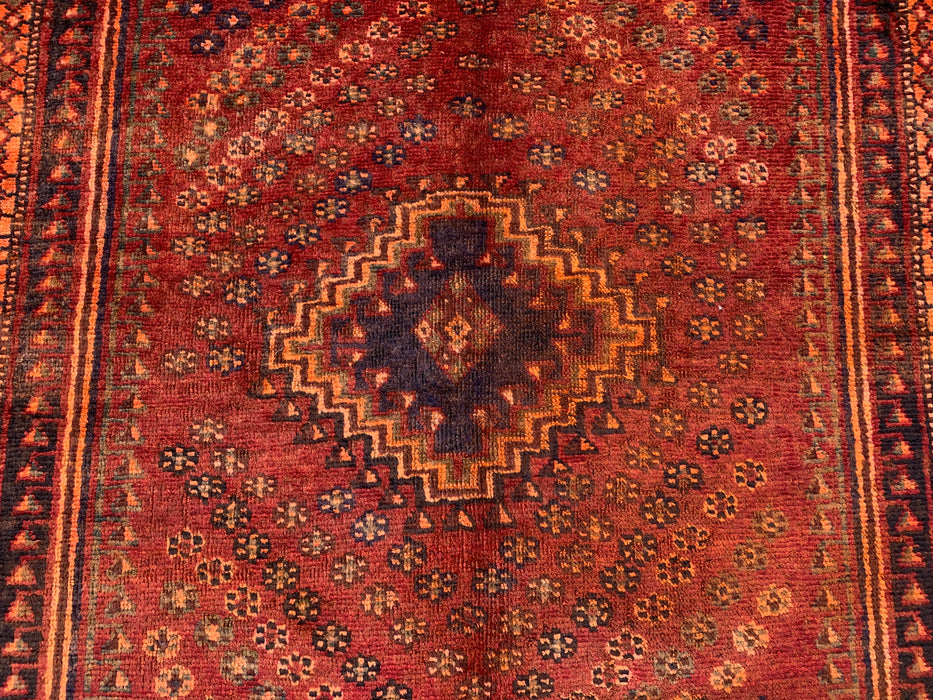 221 x 155 cm handgeknoopt Perzisch wollen tapijt - Vervaagd roestkleurig tribaal medaillonmotief - KBHM-1013