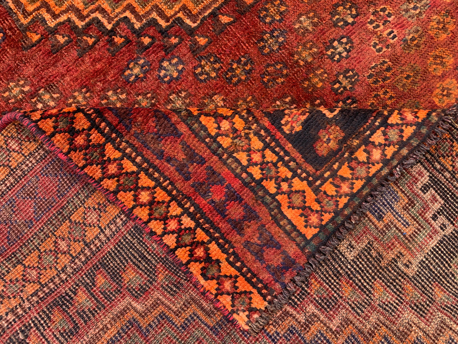 221 x 155 cm handgeknoopt Perzisch wollen tapijt - Vervaagd roestkleurig tribaal medaillonmotief - KBHM-1013