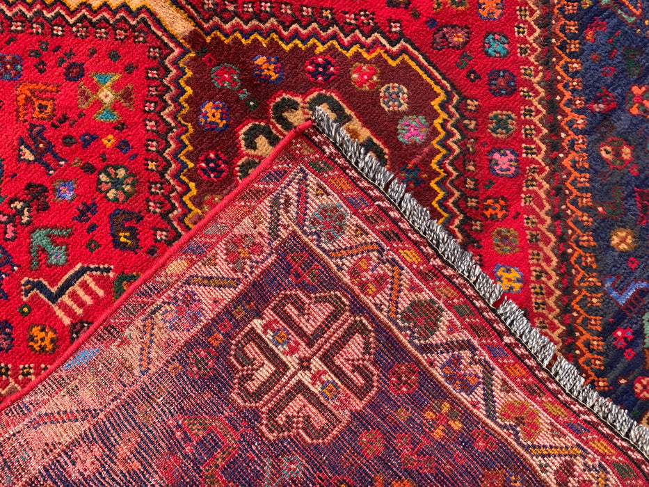 297 x 119 cm handgeknoopt Perzisch wollen loper - Rood tribaal medaillonmotief - KBHM-1014