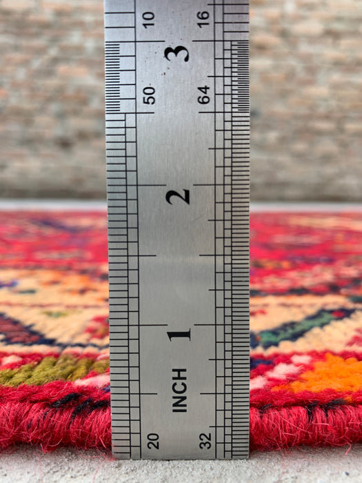 297 x 119 cm handgeknoopt Perzisch wollen loper - Rood tribaal medaillonmotief - KBHM-1014