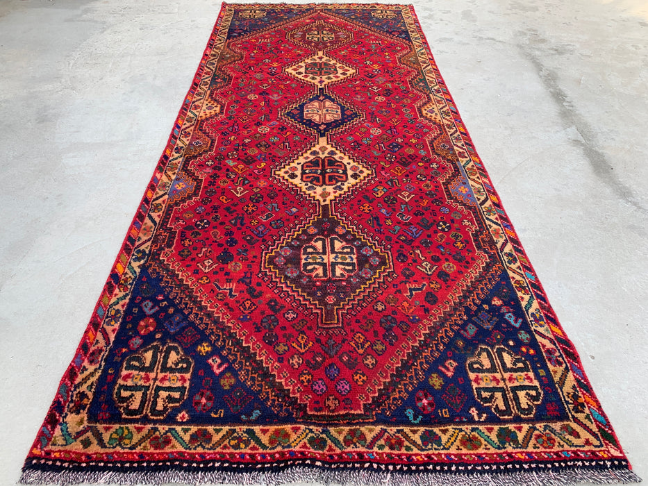 297 x 119 cm handgeknoopt Perzisch wollen loper - Rood tribaal medaillonmotief - KBHM-1014