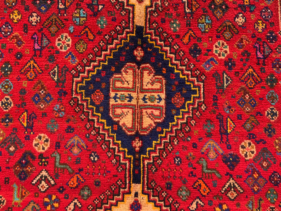 297 x 119 cm handgeknoopt Perzisch wollen loper - Rood tribaal medaillonmotief - KBHM-1014