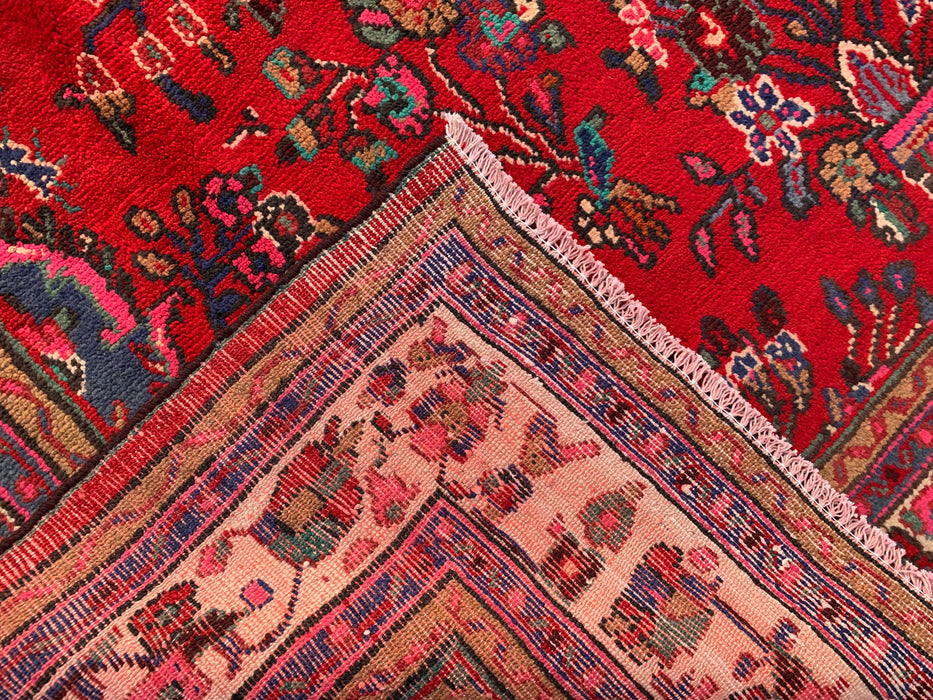 10'7 x 6'11 Handgeknoopt Perzisch wollen tapijt - Rood floraal medaillonontwerp - KBHM-1015