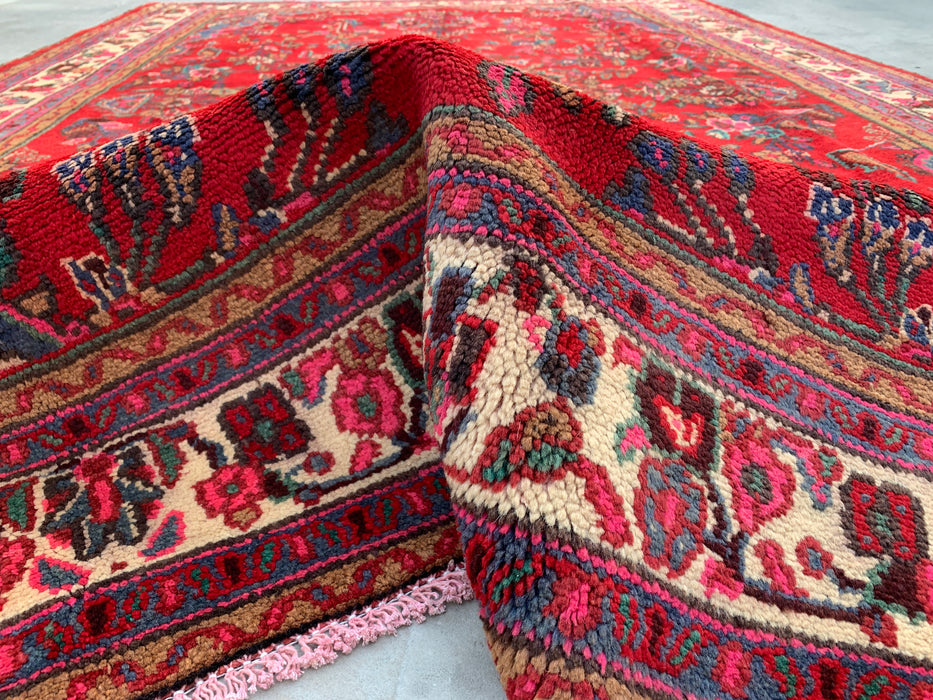 10'7 x 6'11 Handgeknoopt Perzisch wollen tapijt - Rood floraal medaillonontwerp - KBHM-1015