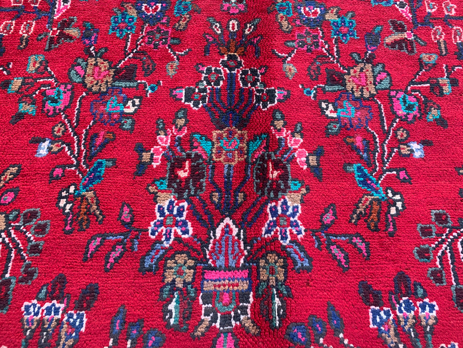 10'7 x 6'11 Handgeknoopt Perzisch wollen tapijt - Rood floraal medaillonontwerp - KBHM-1015
