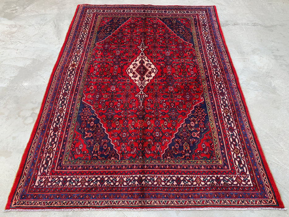 9'11 x 6'11 handgeknoopt Perzisch wollen tapijt - Rood medaillonontwerp - KBHM-1016