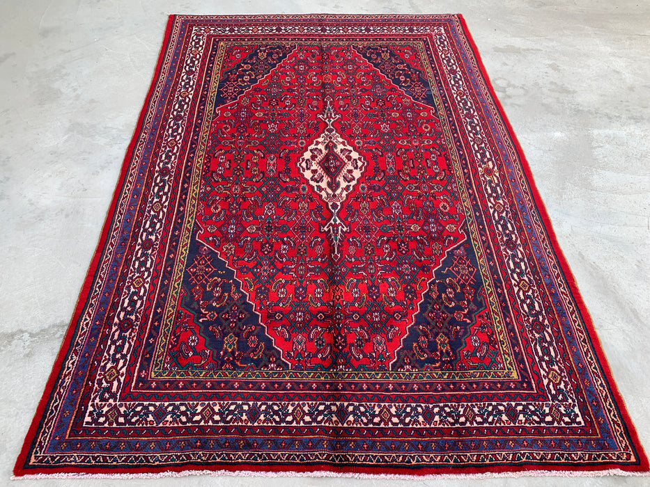 9'11 x 6'11 handgeknoopt Perzisch wollen tapijt - Rood medaillonontwerp - KBHM-1016