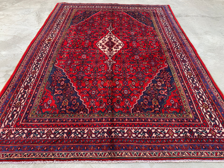9'11 x 6'11 handgeknoopt Perzisch wollen tapijt - Rood medaillonontwerp - KBHM-1016