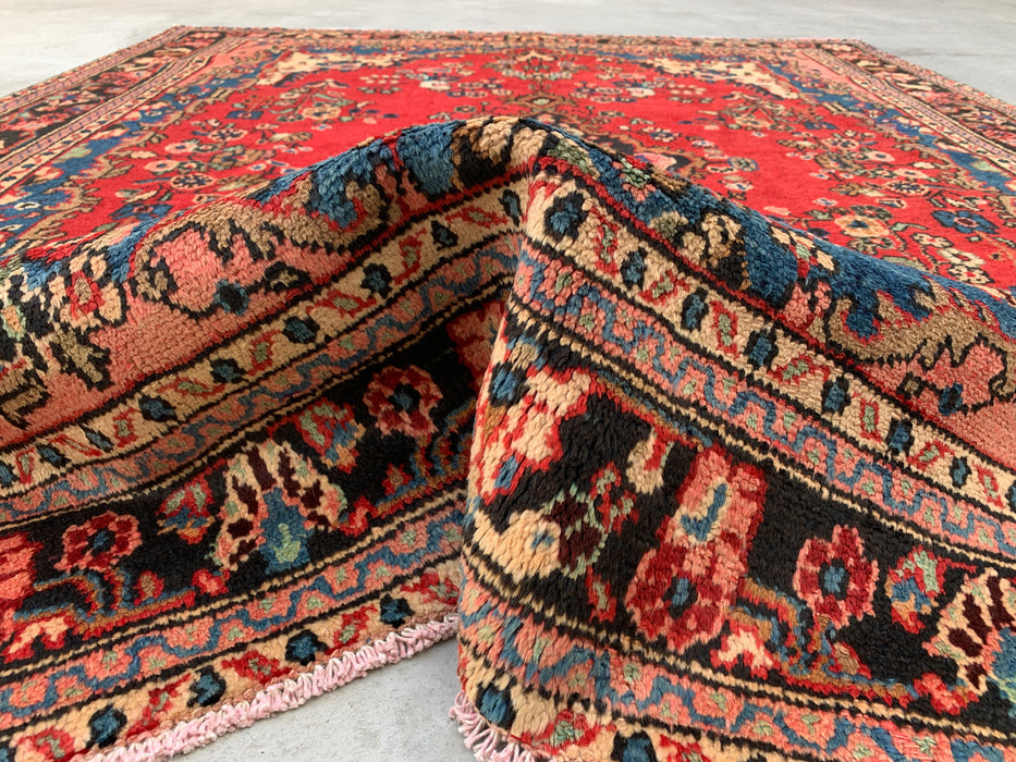 9'3 x 7'2 handgeknoopt Perzisch wollen tapijt - Rood floraal medaillonontwerp - KBHM-1017