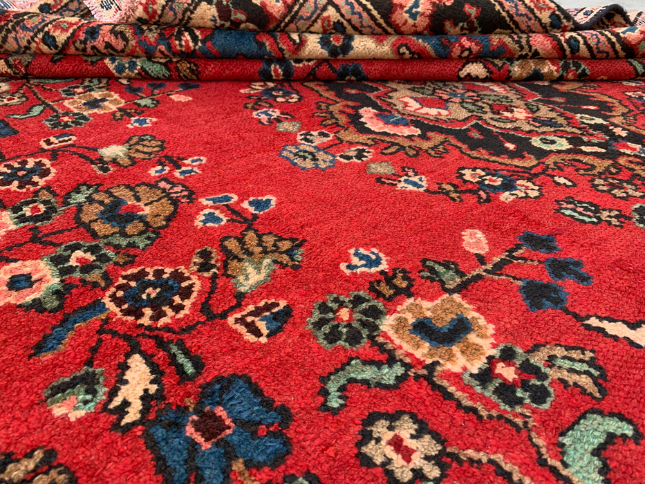 9'3 x 7'2 handgeknoopt Perzisch wollen tapijt - Rood floraal medaillonontwerp - KBHM-1017