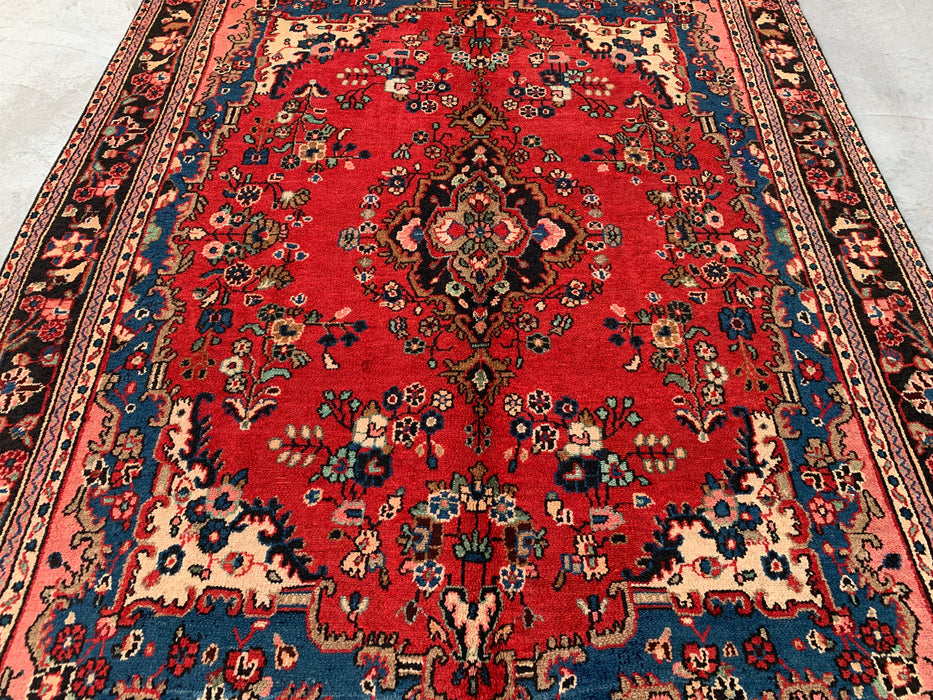 9'3 x 7'2 handgeknoopt Perzisch wollen tapijt - Rood floraal medaillonontwerp - KBHM-1017
