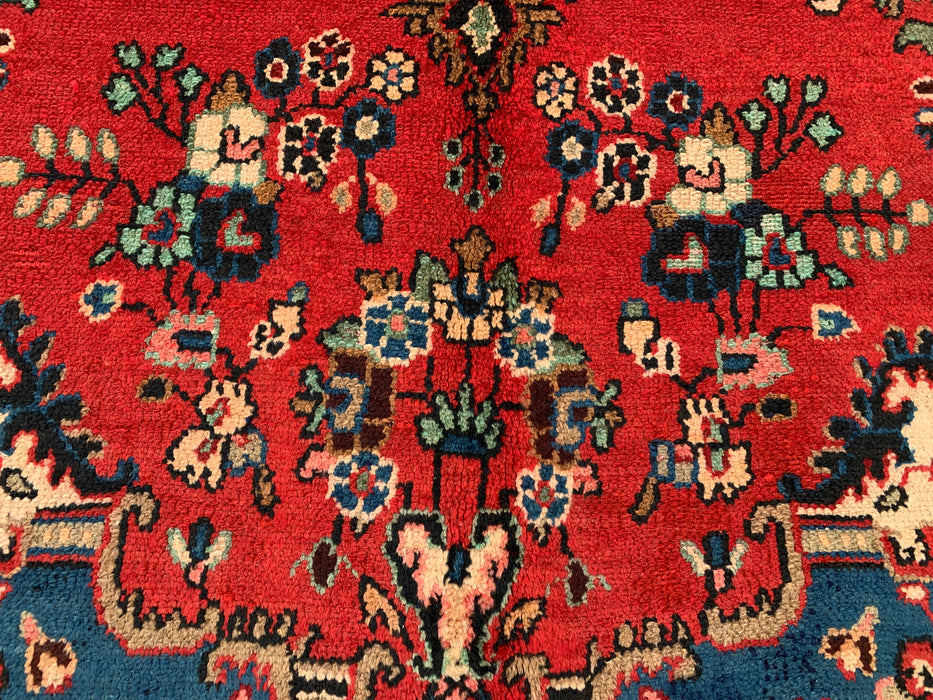 9'3 x 7'2 handgeknoopt Perzisch wollen tapijt - Rood floraal medaillonontwerp - KBHM-1017
