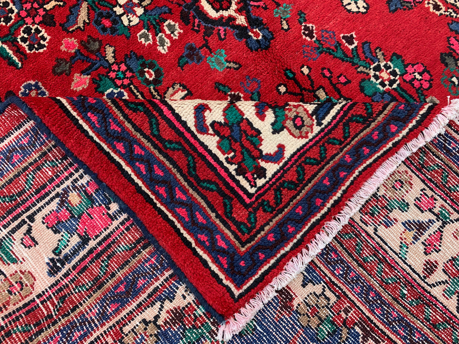 10'0 x 6'10 Handgeknoopt Perzisch wollen vloerkleed - Rood Perzisch vloerkleed met bloemenmedaillon - KBHM-1018
