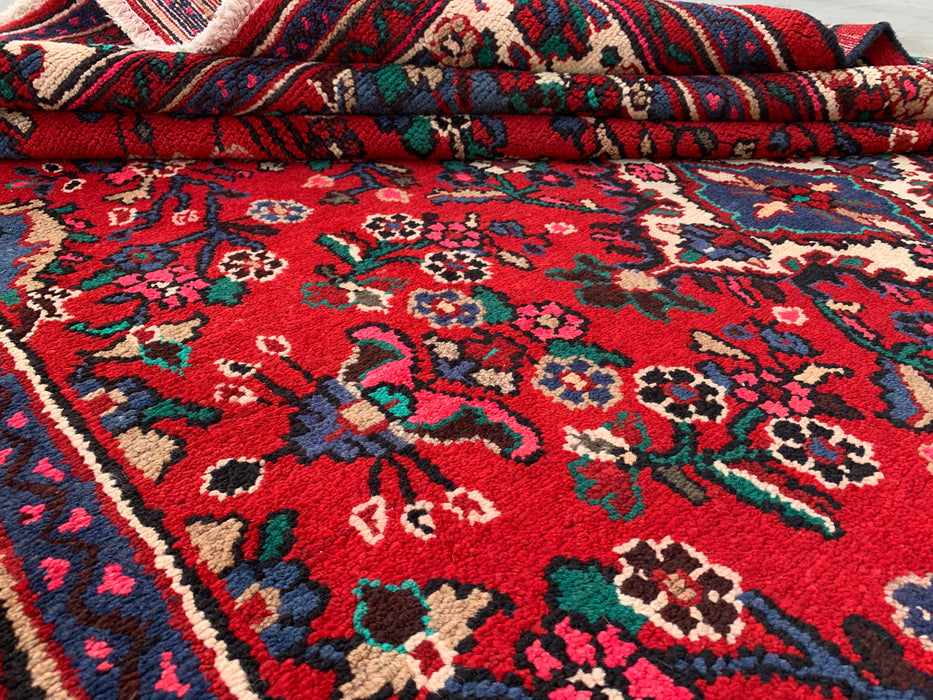 10'0 x 6'10 Handgeknoopt Perzisch wollen vloerkleed - Rood Perzisch vloerkleed met bloemenmedaillon - KBHM-1018