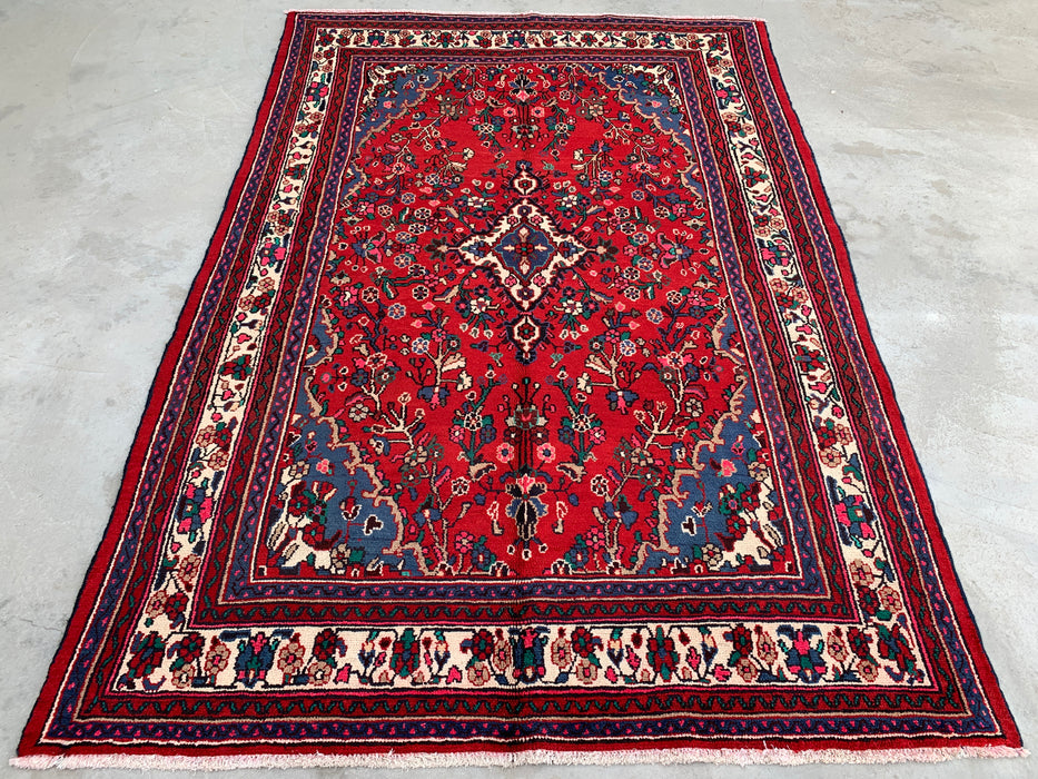 10'0 x 6'10 Handgeknoopt Perzisch wollen vloerkleed - Rood Perzisch vloerkleed met bloemenmedaillon - KBHM-1018