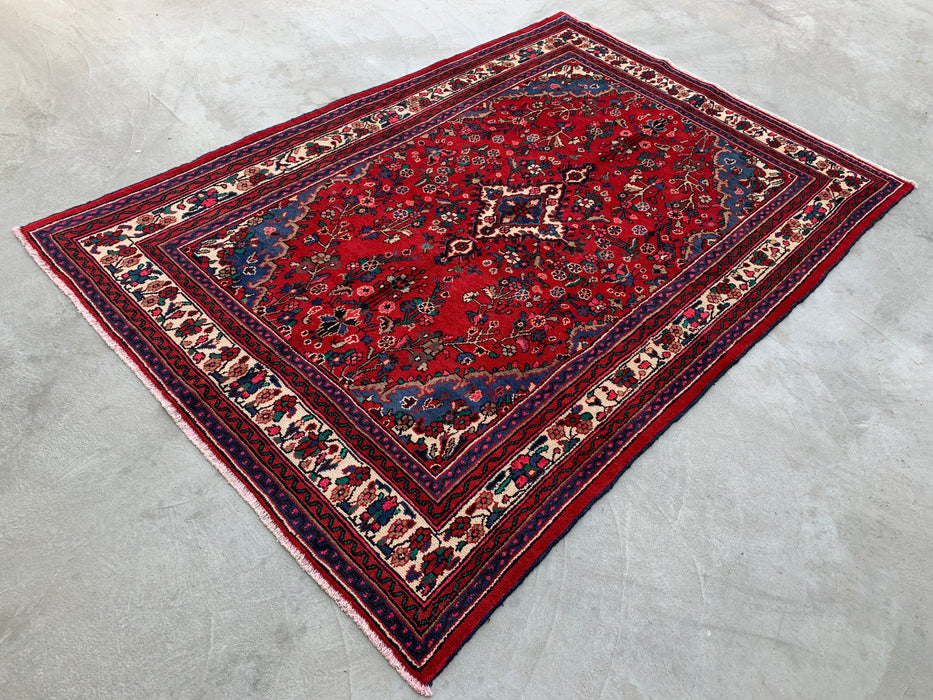 10'0 x 6'10 Handgeknoopt Perzisch wollen vloerkleed - Rood Perzisch vloerkleed met bloemenmedaillon - KBHM-1018