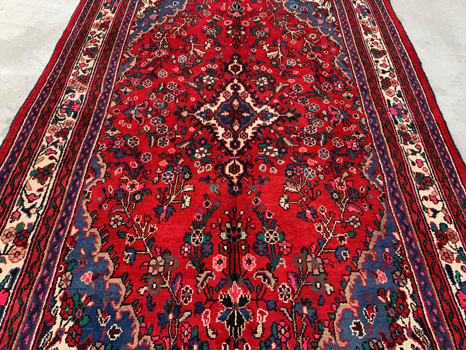 10'0 x 6'10 Handgeknoopt Perzisch wollen vloerkleed - Rood Perzisch vloerkleed met bloemenmedaillon - KBHM-1018