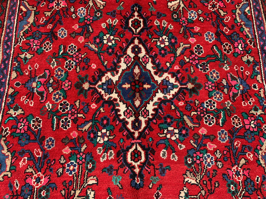 10'0 x 6'10 Handgeknoopt Perzisch wollen vloerkleed - Rood Perzisch vloerkleed met bloemenmedaillon - KBHM-1018
