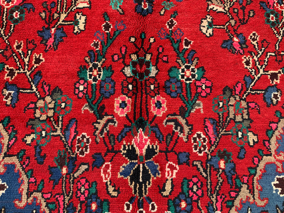 10'0 x 6'10 Handgeknoopt Perzisch wollen vloerkleed - Rood Perzisch vloerkleed met bloemenmedaillon - KBHM-1018