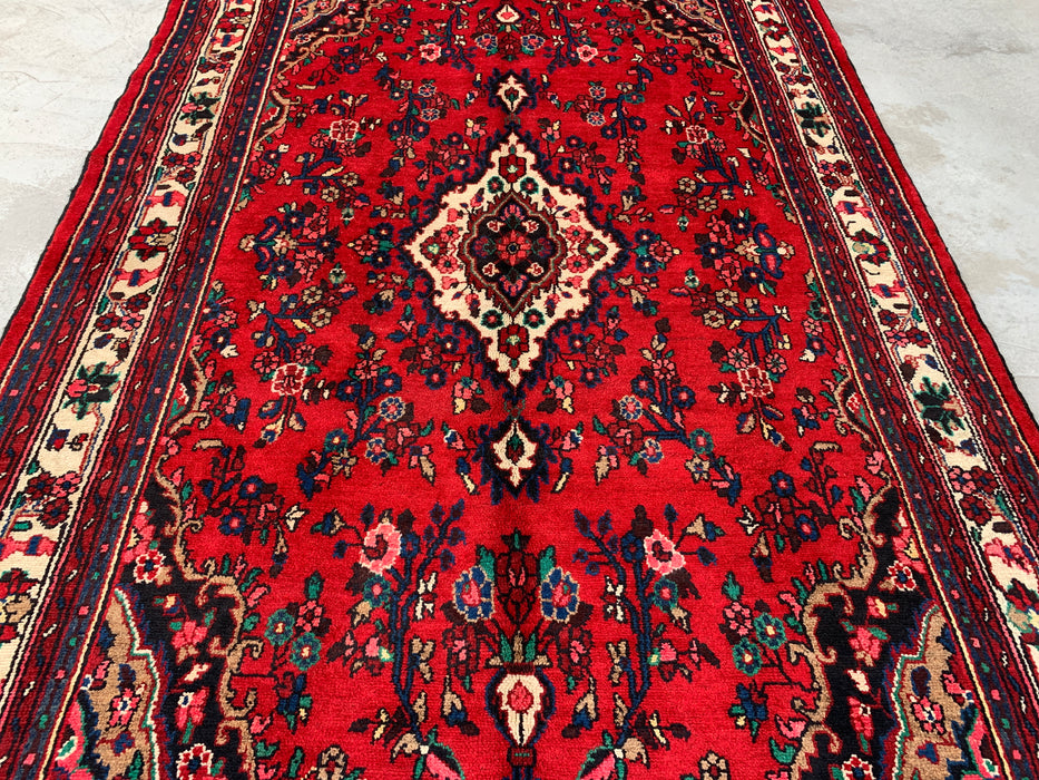 9'11 x 6'11 Handgeknoopt Perzisch wollen tapijt - Rood bloemenmedaillonontwerp - KBHM-1020