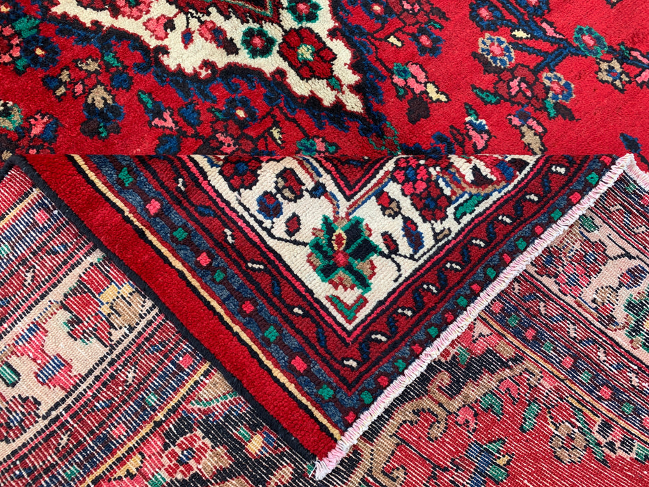 9'11 x 6'11 Handgeknoopt Perzisch wollen tapijt - Rood bloemenmedaillonontwerp - KBHM-1020