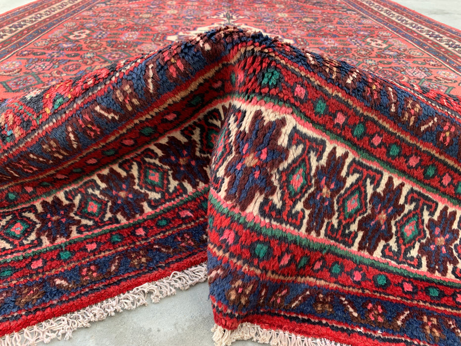 Handgemaakt Perzisch wollen vloerkleed 213x305 cm - Koraalkleurig geometrisch medaillon Perzisch stijl kleed - Exacte afmeting 302 cm x 206 cm - KBHM-1021