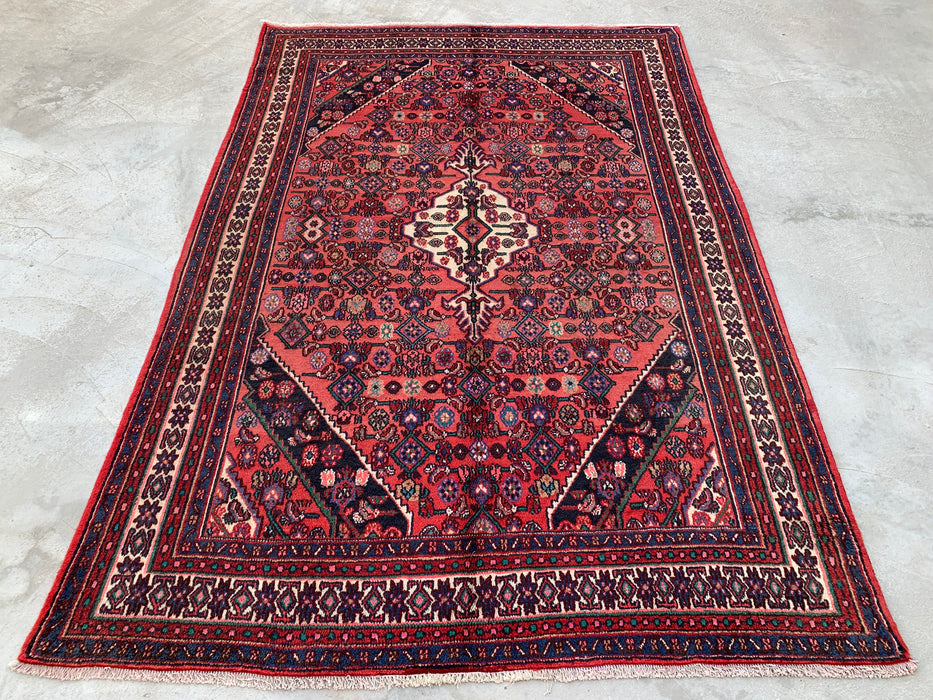 Handgemaakt Perzisch wollen vloerkleed 213x305 cm - Koraalkleurig geometrisch medaillon Perzisch stijl kleed - Exacte afmeting 302 cm x 206 cm - KBHM-1021