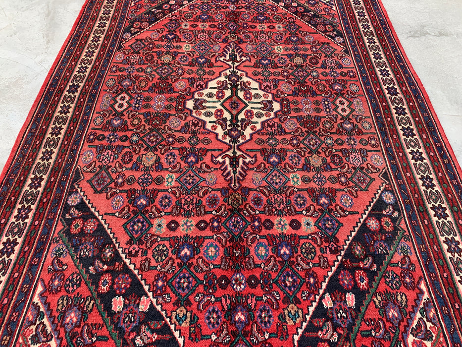 Handgemaakt Perzisch wollen vloerkleed 213x305 cm - Koraalkleurig geometrisch medaillon Perzisch stijl kleed - Exacte afmeting 302 cm x 206 cm - KBHM-1021