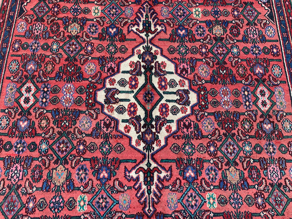 Handgemaakt Perzisch wollen vloerkleed 213x305 cm - Koraalkleurig geometrisch medaillon Perzisch stijl kleed - Exacte afmeting 302 cm x 206 cm - KBHM-1021
