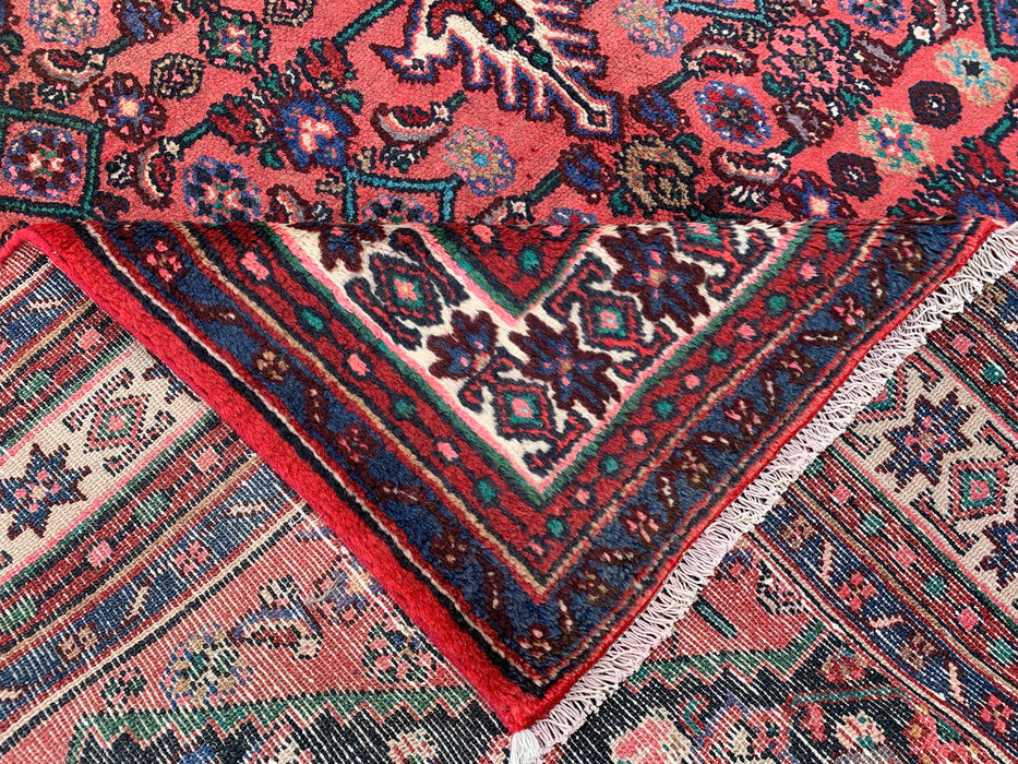Handgemaakt Perzisch wollen vloerkleed 213x305 cm - Koraalkleurig geometrisch medaillon Perzisch stijl kleed - Exacte afmeting 302 cm x 206 cm - KBHM-1021