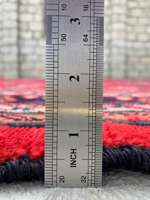 9'11 x 6'11 Handgeknoopt Perzisch wollen tapijt - Rood floraal medaillonontwerp - KBHM-1022