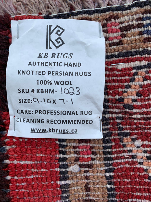 9'10 x 7'1 handgeknoopt Perzisch wollen tapijt - Koraalkleurig geometrisch medaillonontwerp - KBHM-1023