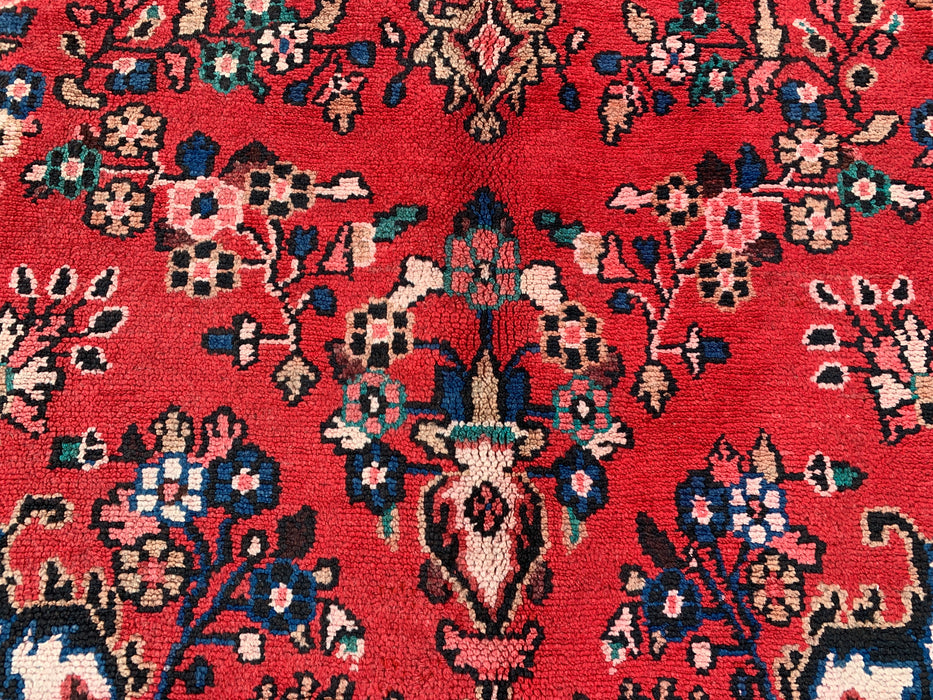 Handgemaakt Perzisch wollen vloerkleed 210x300 - Rood & marineblauw bloemenmedaillon Perzisch stijl kleed - Exacte afmeting 302 cm x 211 cm - KBHM-1024