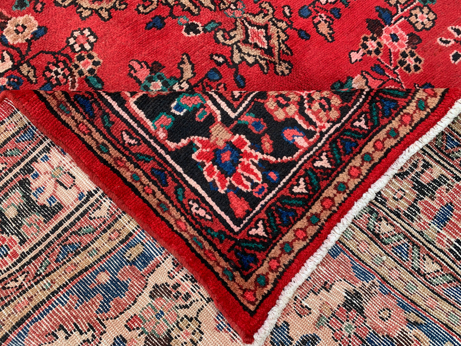 Handgemaakt Perzisch wollen vloerkleed 210x300 - Rood & marineblauw bloemenmedaillon Perzisch stijl kleed - Exacte afmeting 302 cm x 211 cm - KBHM-1024