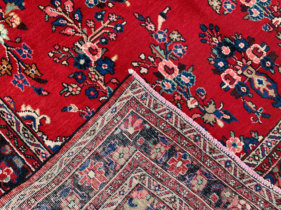 Handgemaakt Perzisch wollen vloerkleed 7x10 - Rood, marineblauw & ivoor traditioneel medaillon vloerkleed in Perzische stijl - Exacte afmeting 9'11" x 7'1" - KBHM-1025