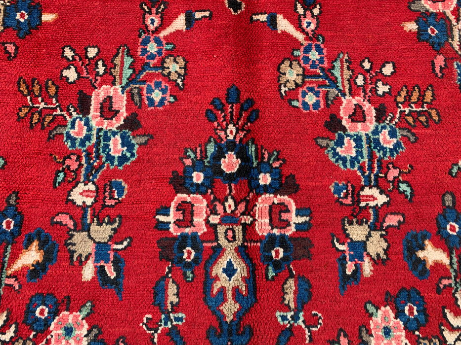 Handgemaakt Perzisch wollen vloerkleed 7x10 - Rood, marineblauw & ivoor traditioneel medaillon vloerkleed in Perzische stijl - Exacte afmeting 9'11" x 7'1" - KBHM-1025