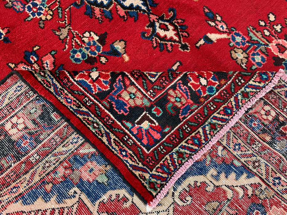 Handgemaakt Perzisch wollen vloerkleed 7x10 - Rood, marineblauw & ivoor traditioneel medaillon vloerkleed in Perzische stijl - Exacte afmeting 9'11" x 7'1" - KBHM-1025