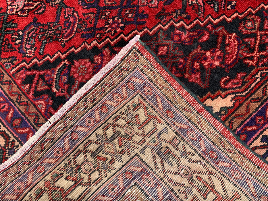 Handgemaakt Perzisch wollen vloerkleed 7x10 - Rood, marineblauw & ivoor traditioneel geometrisch medaillon Perzische stijl kleed - Exacte afmetingen 310 cm x 211 cm - KBHM-1026