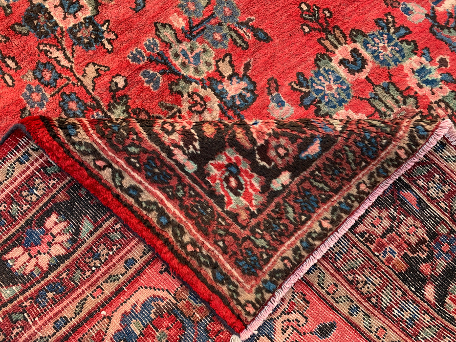 Handgemaakt Perzisch wollen vloerkleed 7x10 - Rood, blauw & ivoor traditioneel medaillon Perzisch stijl kleed - Exacte afmeting 312 cm x 213 cm - KBHM-1027