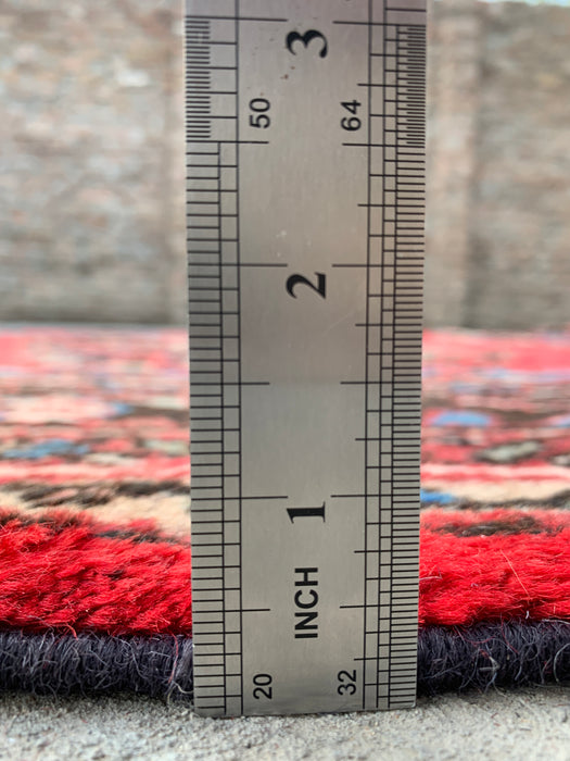 Handgemaakt Perzisch wollen vloerkleed 7x10 - Rood, blauw & ivoor traditioneel medaillon Perzisch stijl kleed - Exacte afmeting 312 cm x 213 cm - KBHM-1027