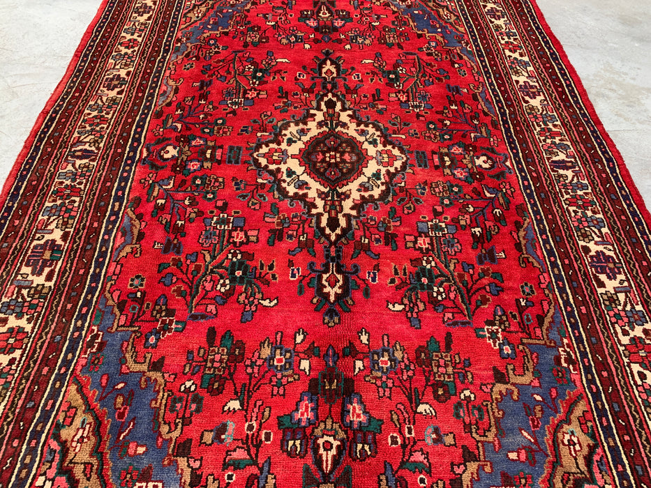 Handgemaakt Perzisch wollen vloerkleed 213x305 cm - Rood, blauw & ivoorkleurig traditioneel Perzisch tapijt met medaillon - Exacte afmetingen 310 cm x 221 cm - KBHM-1028