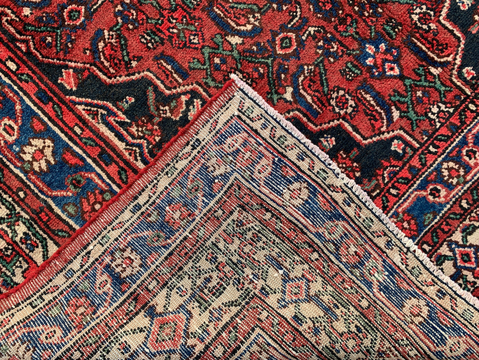 Handgemaakt Perzisch wollen vloerkleed 210x300 cm - Rood, blauw & ivoorkleurig traditioneel geometrisch medaillon Perzisch stijl kleed - Exacte afmeting 299,7 cm x 210,8 cm - KBHM-1029