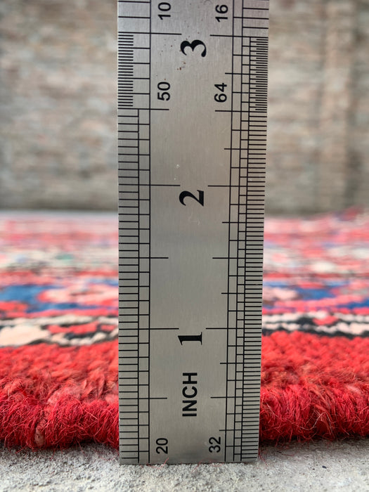 Handgemaakt Perzisch wollen vloerkleed 210x300 cm - Rood, blauw & ivoorkleurig traditioneel geometrisch medaillon Perzisch stijl kleed - Exacte afmeting 299,7 cm x 210,8 cm - KBHM-1029