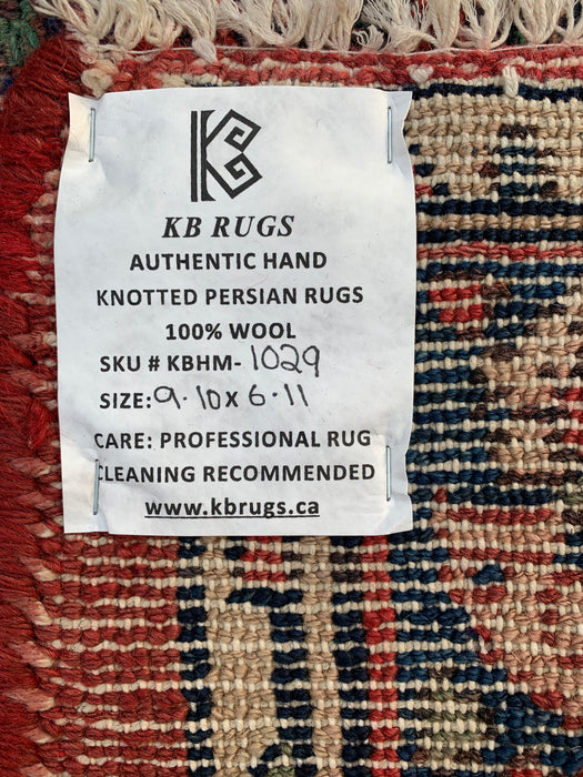 Handgemaakt Perzisch wollen vloerkleed 210x300 cm - Rood, blauw & ivoorkleurig traditioneel geometrisch medaillon Perzisch stijl kleed - Exacte afmeting 299,7 cm x 210,8 cm - KBHM-1029