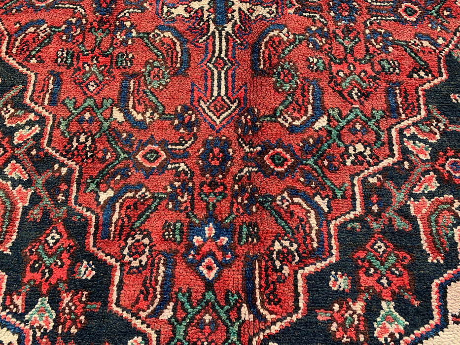 Handgemaakt Perzisch wollen vloerkleed 210x300 cm - Rood, blauw & ivoorkleurig traditioneel geometrisch medaillon Perzisch stijl kleed - Exacte afmeting 299,7 cm x 210,8 cm - KBHM-1029