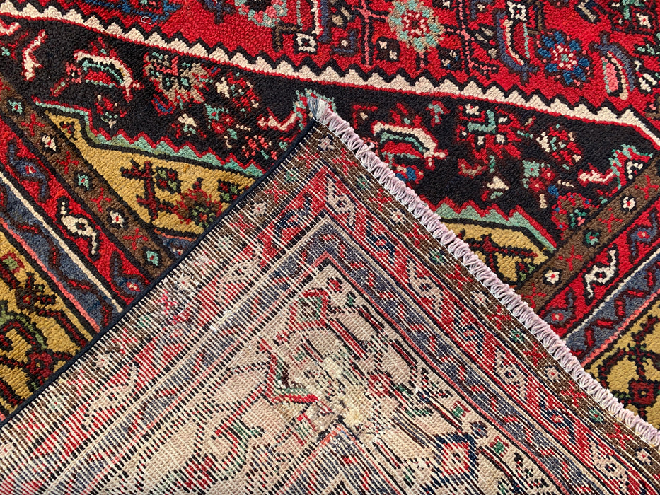 Handgemaakt Perzisch wollen vloerkleed 210x300 cm - Traditioneel Perzisch kleed met geometrisch medaillon in rood, marineblauw en goud - Exacte afmetingen 299,7 x 205,7 cm - KBHM-1030