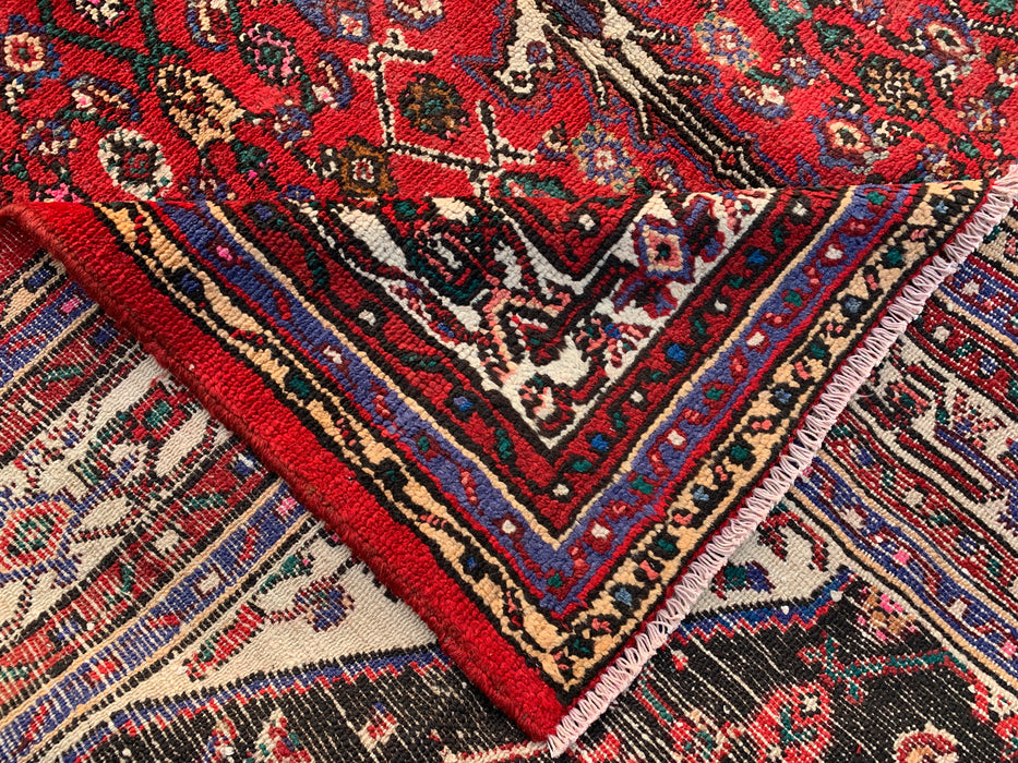 9'9 x 6'10 Handgeknoopt Perzisch wollen tapijt - Rood, ivoor & bruin traditioneel geometrisch medaillon Perzisch stijl tapijt - KBHM-1031